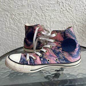 Converse Men's High Top Sneakers Pink and Blue Abstract Print